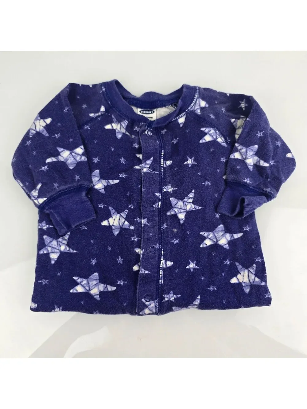 Old Navy Newborn 3-6 Months Blue White Star Batik Tie Dye Cotton Romper Y2K VTG